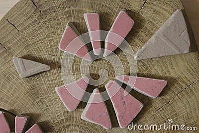 Pink sea pottery pieces Stock Photo