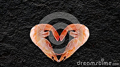 Sea products, Heart Shaped Shrimp, Stock Photo