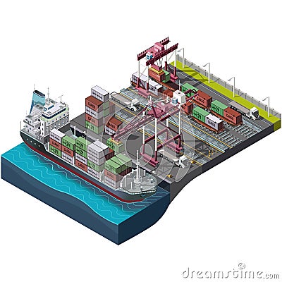 Sea and rail transportation of goods,delivery cargo Vector Illustration