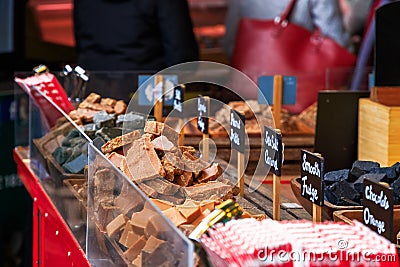 Sea Salt Caramel, Fudge And Other Sweets on Display Stock Photo