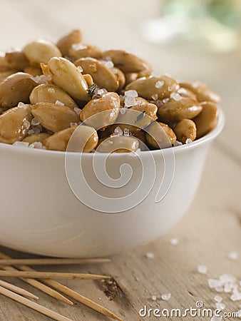 Sea Salt Roasted Almonds Stock Photo