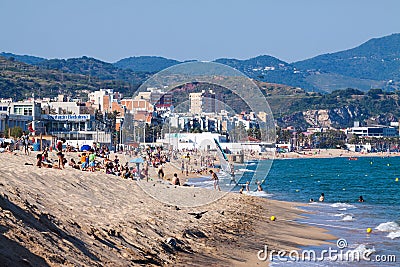 Sea sand beach in Badalona, Spain Editorial Stock Photo