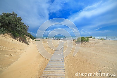 Sea sand dunes with path beach Anapa Russia Stock Photo