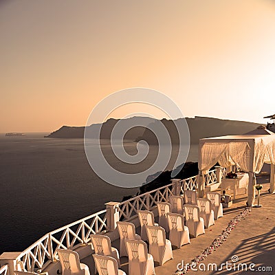 in the sea of santorini greece island europe anniversary Stock Photo