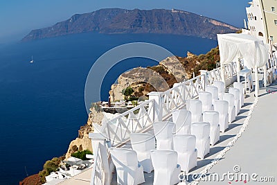 in the sea of santorini greece island europe anniversary Stock Photo