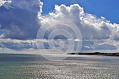 A very dramatic cloudy sky over the Kent coastline Stock Photo