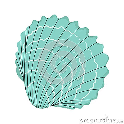 Sea shell, clam. Marine undersea mollusc. Vector Illustration