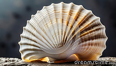 Sea shell on dark background, summer object for collection, hobby Stock Photo