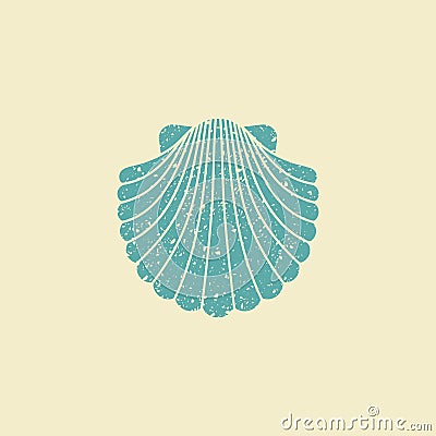 Sea shell. Flat vintage icon Vector Illustration