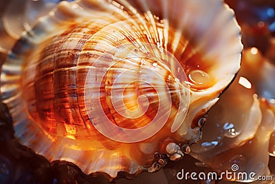 Sea shell macro. Generative ai Stock Photo