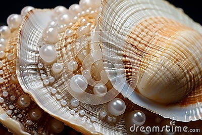 Sea shell macro. Generative ai Stock Photo