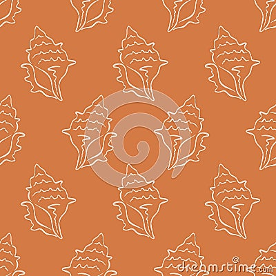 Sea shell seamless pattern. Ocean Seashell Print Vector Illustration