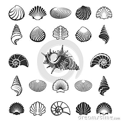 Sea shell silhouettes Vector Illustration