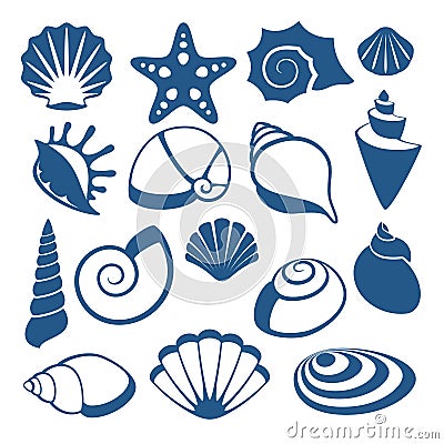 Sea shell vector silhouette icons Vector Illustration