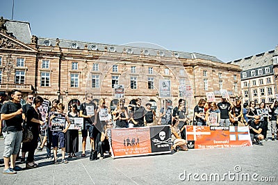 Sea Shepherd protesting against slaughter pilot whales arrest of Editorial Stock Photo