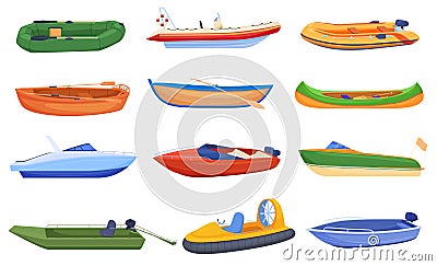 Sea ship boats set vector flat. Collection yacht, marine vessel and ocean transport isolated Vector Illustration