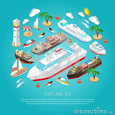 Sea and ships concept Vector Illustration