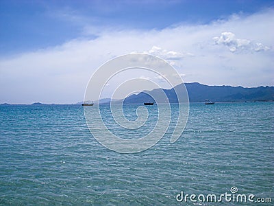 The sea with the ships. seascape Stock Photo