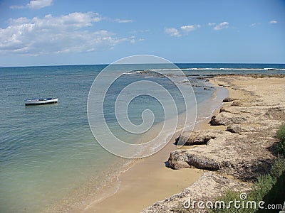 Sea of Sicily with the immensity of the sea to Marzameni in Italy. Stock Photo