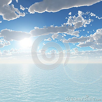 Sea Sky Scenery Cartoon Illustration