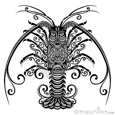 Sea spiny lobster Vector Illustration