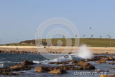 Sea stones on the beach in Jaffa Stock Photo