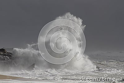 Sea storm in the portuguese coast Stock Photo