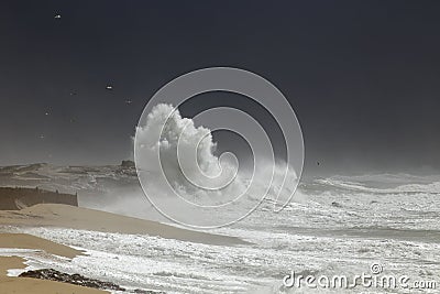 Sea storm in the portuguese coast Stock Photo