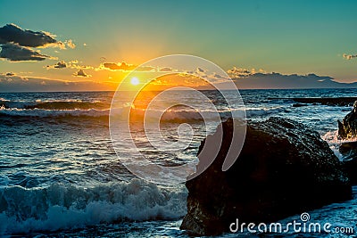 Sea at sunset Stock Photo