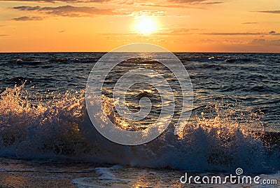Sea sunset surf wave Stock Photo