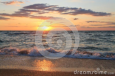 Sea sunset surf wave Stock Photo