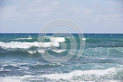 Sea surf waves with foam Stock Photo