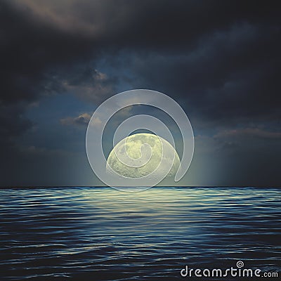 Sea surface under night stormy skies Stock Photo