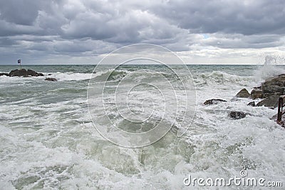 Sea in tempest on rocks Stock Photo