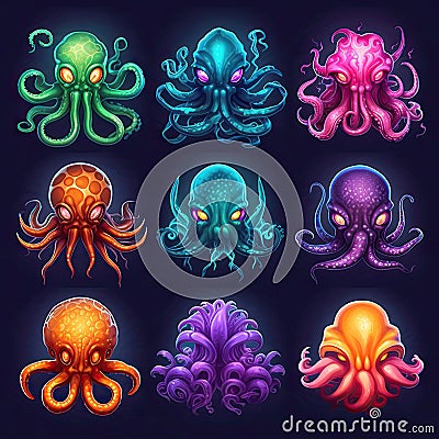 sea tentacles octopus ai generated Cartoon Illustration