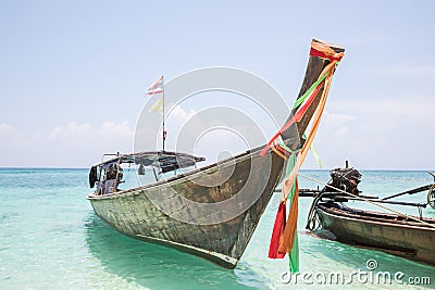 The blue Sea with thai boat Editorial Stock Photo