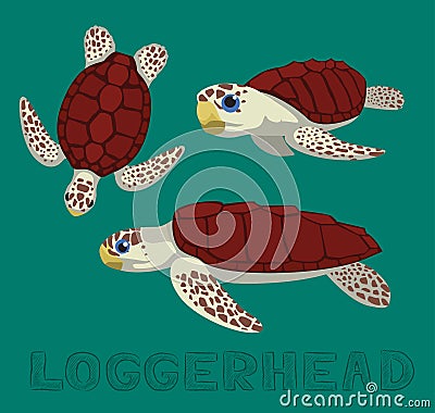 Sea Turtle Loggerhead Cartoon Vector Illustration Vector Illustration