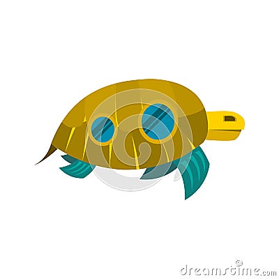 Sea turtle toy with windows icon Vector Illustration