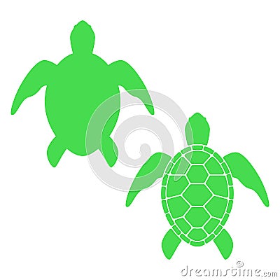 Sea turtle. Turtle silhouette. Vector icon isolated on white Vector Illustration