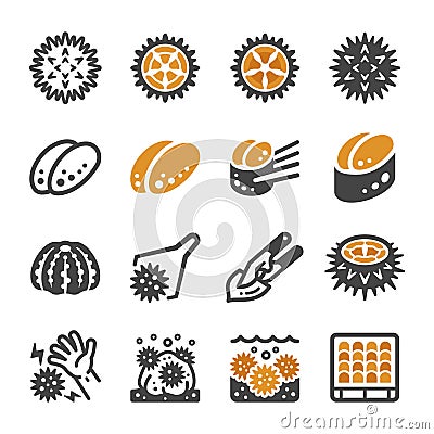 Sea urchin icon set Vector Illustration