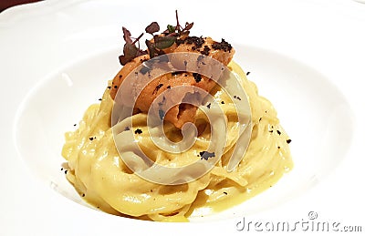 Sea urchin pasta Stock Photo