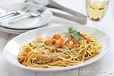 Sea urchin pasta Stock Photo