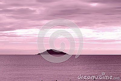 Sea view from the coast of Vietnam in the evening. Seascape pink color toned. Hoi An, Vietnam Stock Photo