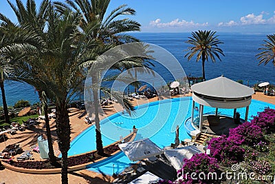 Sea view hotel pool Editorial Stock Photo
