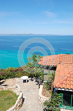 The sea view recreation area of luxury hotel Stock Photo