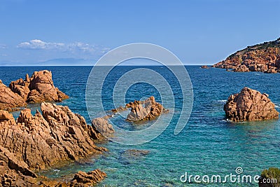 Sea view with red rocks Stock Photo