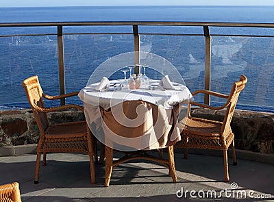 Sea view romantic restaurant Stock Photo