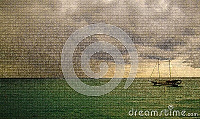 Sea view with a sailboat Stock Photo