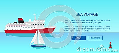 Sea Voyages Promotional Poster, Modern Yacht Vector Illustration