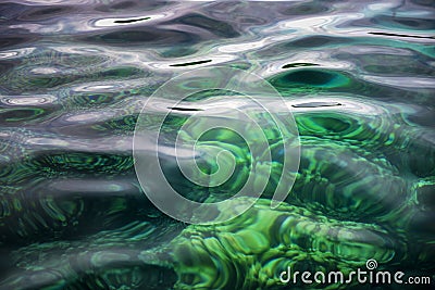 Sea water top view with sunlight on turquoise,close up,select focus with shallow depth of field Stock Photo